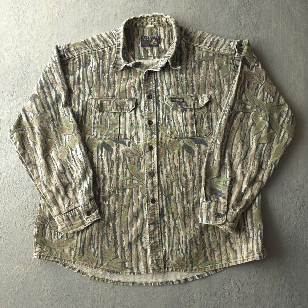 Vintage 90s Rattlers Brand Camo Button Up Shirt XXL Realtree Made in USA